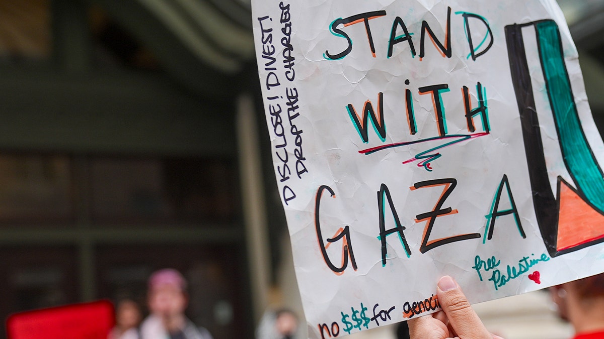 Anti-Israel protester holds 