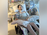 Father-to-be wakes from coma, tells police girlfriend crashed car on purpose before he dies Daniel Waterman smiling in hospital bed as he's hooked up to various machines