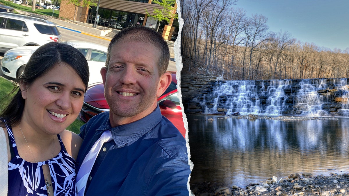 Graphic showing Cristen and Clinton Brink next to Devil's Den State Park