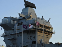 TOKYO, JAPAN - AUGUST 28 : Britain's flagship aircraft carrier HMS Prince of Wales sa